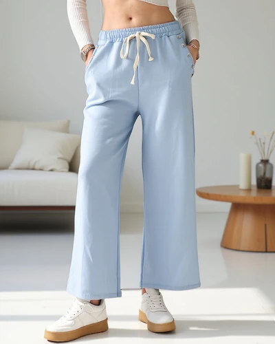 Royalfashion Жени широки спортни панталони от вискоза с циркония