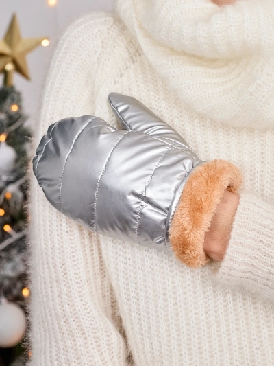 Royalfashion Дамски сребърни ръкавици