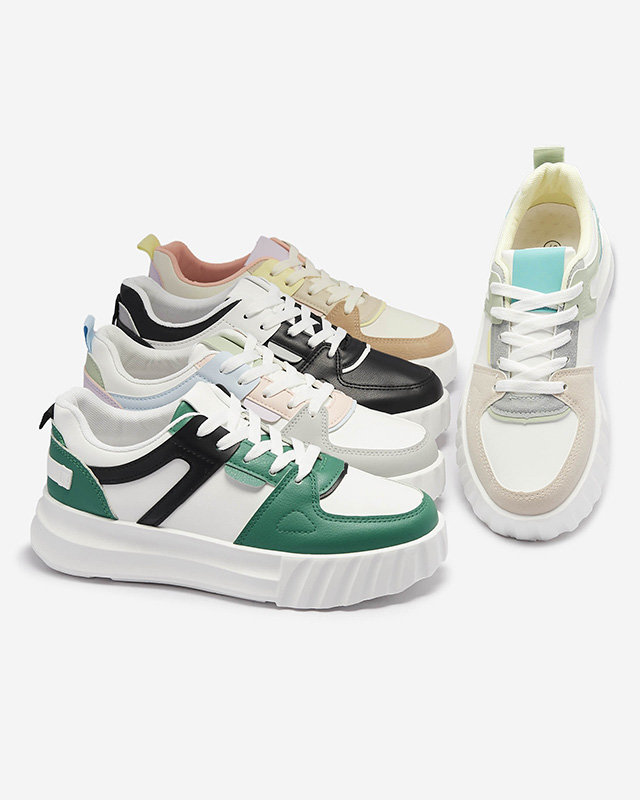 Черни дамски спортни обувки от екокожа с бели вложки Netiris - Обувки