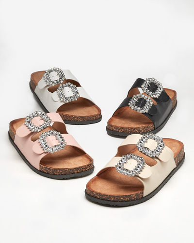 Czarne damskie klapki z klamerkami Oterina - Obuwie