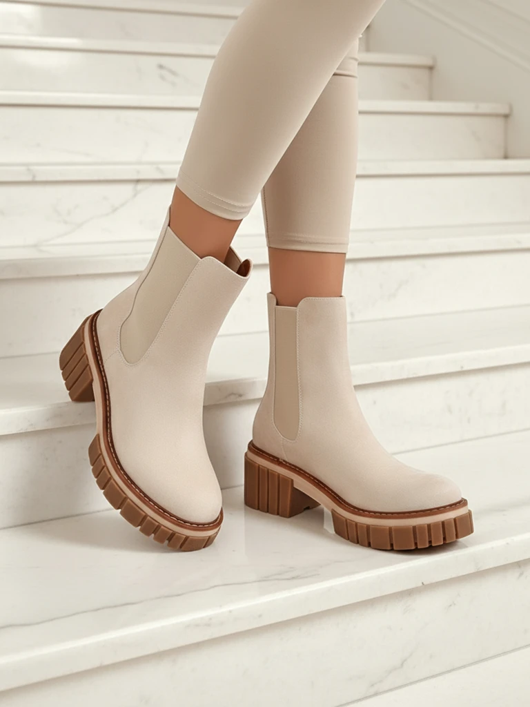 Боти до глезена на токче от еко набук Amber Walk