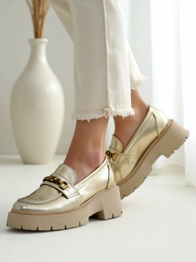 Royalfashion Женски мокасини с позлата Goldlove