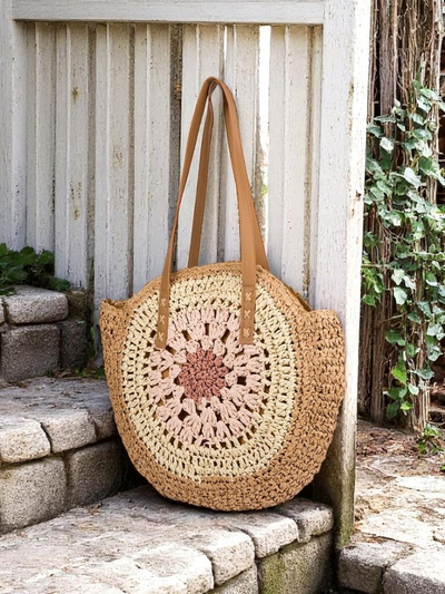 Royalfashion Сламена дамска чанта Flora Grande