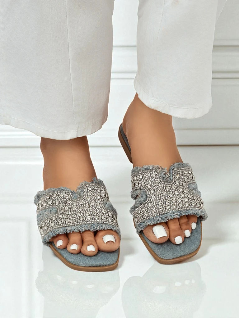 Royalfashion Дамски чехли с камъни CrystalEase