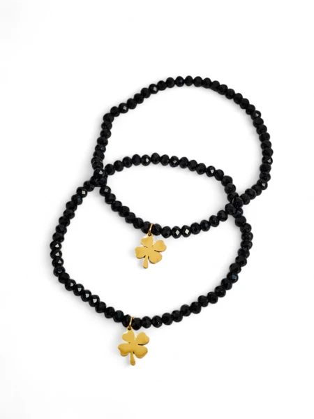 Royalfashion Два броя дамски гривни с висулка детелина