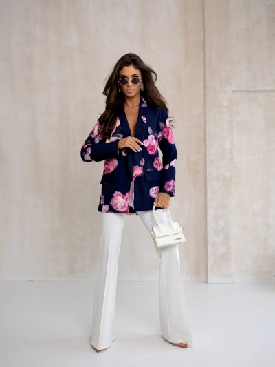 Royalfashion дамско сако без закопчаване с розови цветя