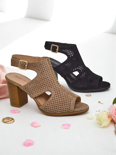 Royalfashion дамски перфорирани сандали на широк ток Abetle